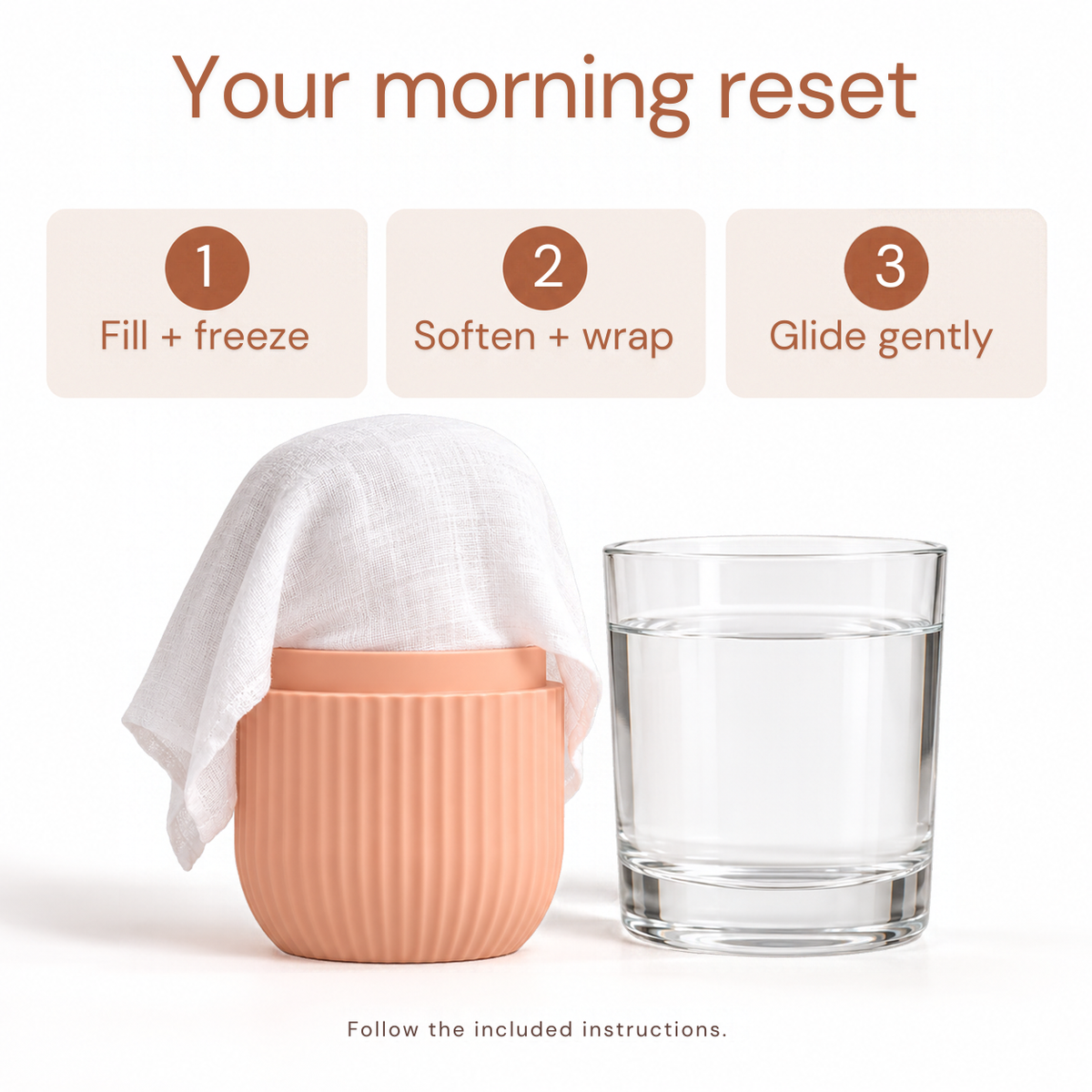 Morning Reset preparation steps with a clean cloth barrier